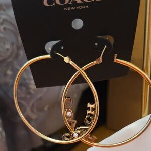Coach Gold Logo Hoop Earrings